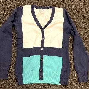 Womens IZOD Golf V Neck button up striped Sweater